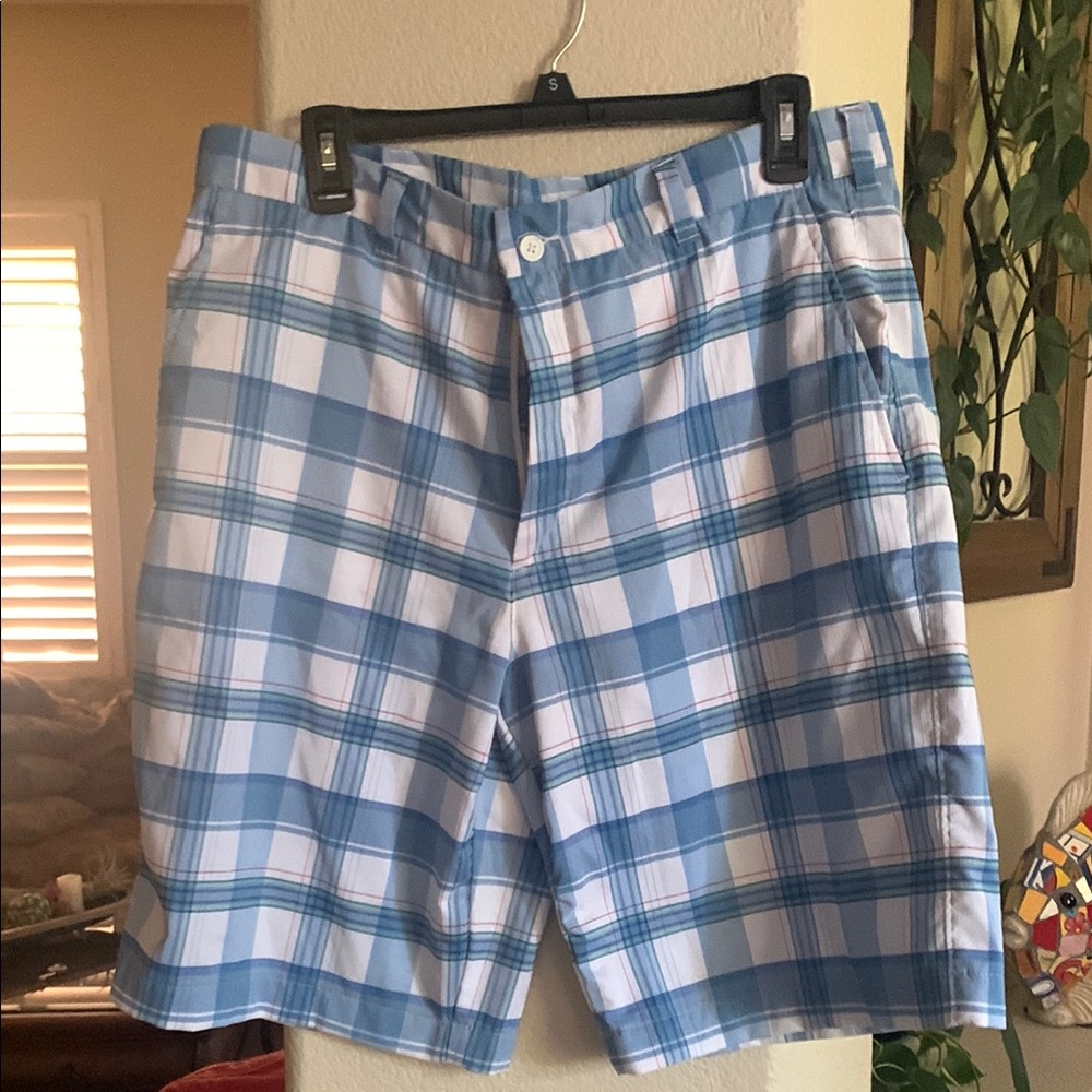 Alan Flusser Flat Front Blue and White Shorts
